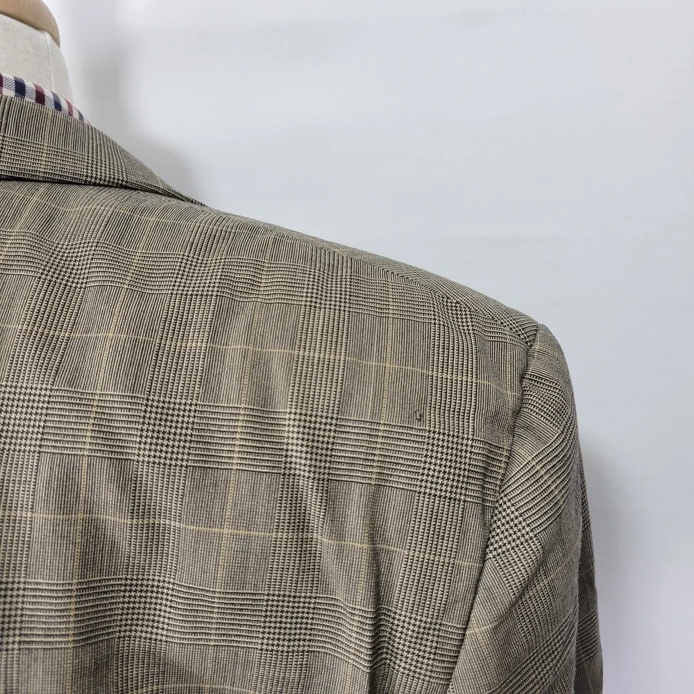 Lauren Ralph Lauren Men's Sport Coat Blazer Three Button Brown‎ Plaid Wool 46R
